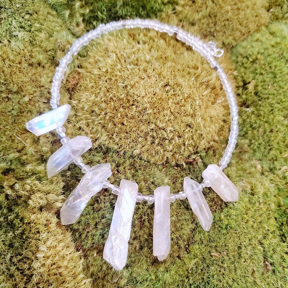Terra Moda Jewelry - Angel Quartz Icicle Statement Necklace - Choker